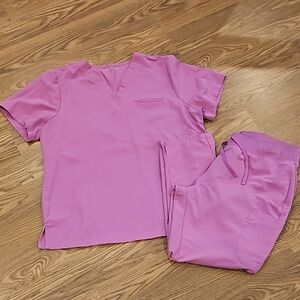 Mandala Women's XLP Pink Scrub Set